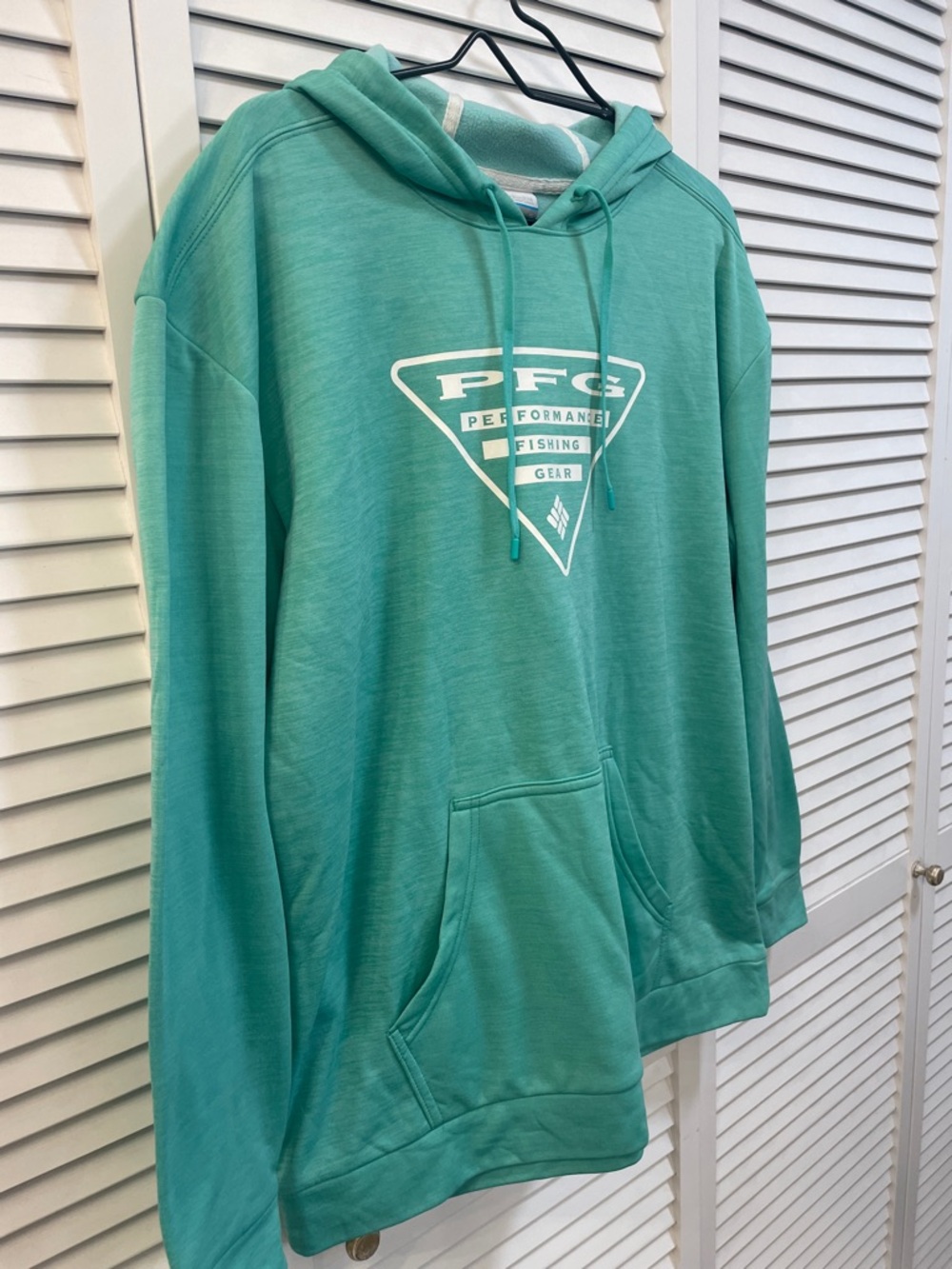 Columbia Teal PFG Fleece Hooded Pullover Performance Hoodie Size XL